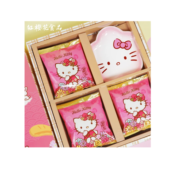 Hello Kitty 太陽餅禮盒-花滿(含花型瓷盤)6入/盒 65公克/入 Sun Cake (flower shape plate)Gift Set 390g 6pk/set