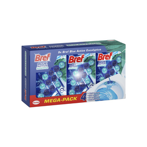 BREF Blue Active Eucalyptus Rim Block Toilet Cleaner 50g 9pk