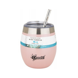 CHEEKI Stainless Steel Vacuum Insulated Wine Tumbler Pink/Blur/White 220mL/7Oz