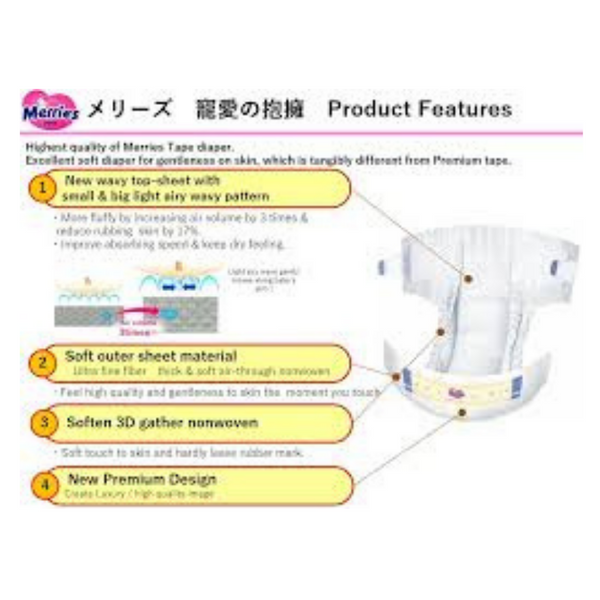 Kao Merries溫柔愛膠帶尿布中型（6kg-11kg）40pc