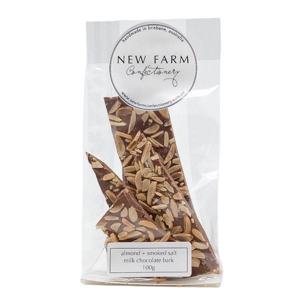 Milk Chocolate + Almond Smoked Salt Bark 100g x 6pk